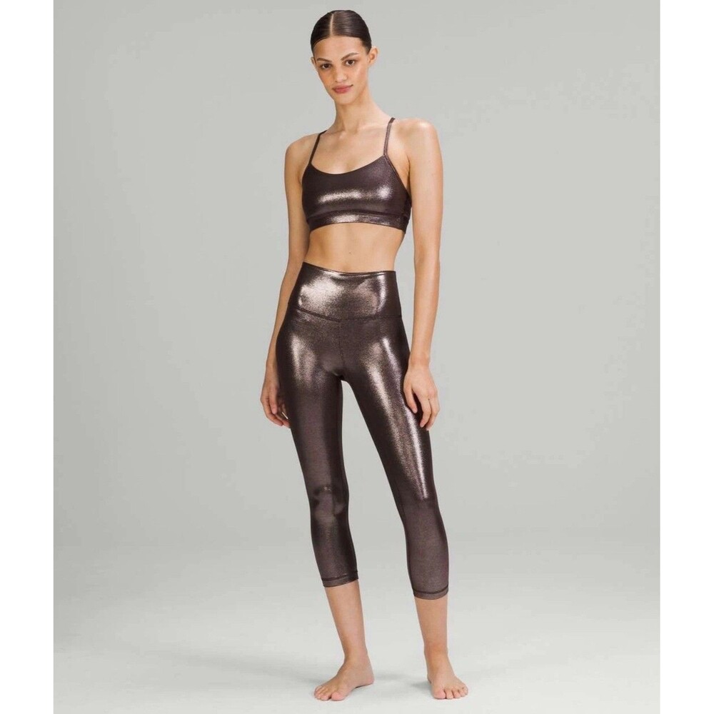 Lululemon Align High Rise Pant 27” Shine Radiate Foil Print French Press Size 20